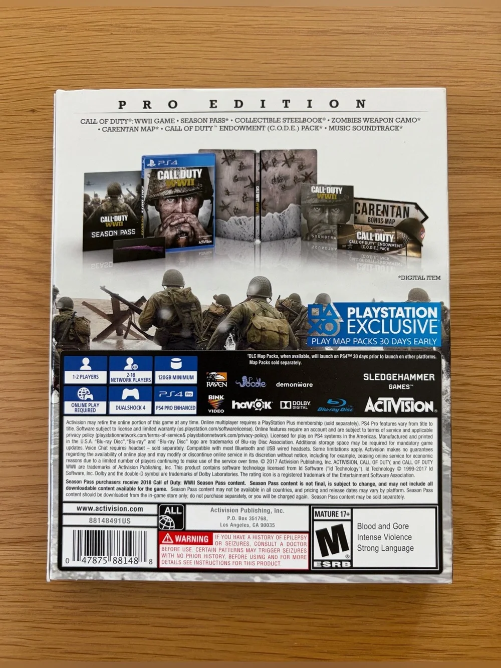 Sony PS4 Pro PlayStation 4 Pro in Jet Black with Controller + Call of Duty WWII